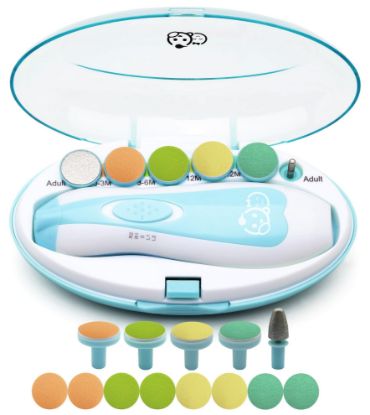 Picture of Baby Nail Trimmer 21 in 1, Usage Labeled Case & 13 Extra Replacement Tools, Royal Angels Baby Electric Nail File, Baby Nail Care, Nail Clipper Newborn Toddler Toes & Fingernails Nail Kit (Blue)