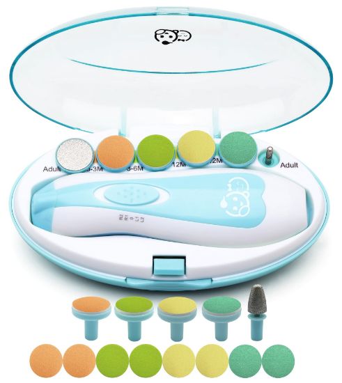 Picture of Baby Nail Trimmer 21 in 1, Usage Labeled Case & 13 Extra Replacement Tools, Royal Angels Baby Electric Nail File, Baby Nail Care, Nail Clipper Newborn Toddler Toes & Fingernails Nail Kit (Blue)