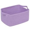 Picture of CubesLand Cube Storage Organizer Basket Bin, Cube Shelf Shelves Cotton Rope Basket, Durable Woven Rectangular Basket for Organizing, Nursery Toys Basket, 14x10x7.08IN Purple Basket