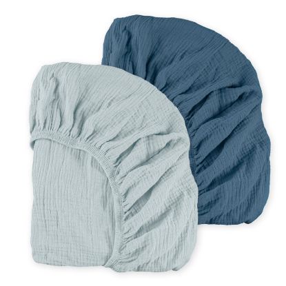 Picture of Muslin Mini Crib Sheets, 2 Pack for Baby Boy and Girl, Soft Breathable Stretchy Baby Pack N Play Mattress and Mini Cribs Sheet, Universal Fitted Portable/Mini Crib Mattresses (Bright Colors)