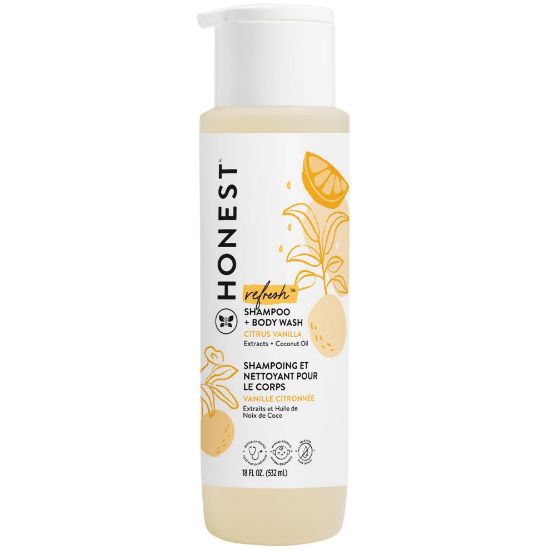 Picture of The Honest Company 2-in-1 Cleansing Shampoo + Body Wash | Gentle for Baby | Naturally Derived, Tear-free, Hypoallergenic | Citrus Vanilla Refresh, 18 fl oz