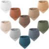 Picture of Konssy Muslin Baby Bibs 10 Pack Baby Bandana Drool Bibs 100% Cotton for Unisex Boys and Girls, Soft Absorbent Set for Teething and Drooling