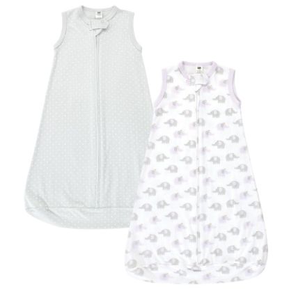 Picture of Hudson Baby Unisex Baby Cotton Wearable Sleeping Bag, Sack, Blanket, Lilac Elephants Sleeveless, 12-18 Months