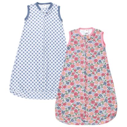 Picture of Hudson Baby Unisex Baby Cotton Long-Sleeve Wearable Sleeping Bag, Sack, Blanket, Pink Blue Pretty Floral, 0-3 Months