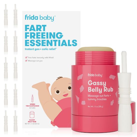 Picture of Frida Baby Fart Freeing Essentials | Includes Windi and Gassy Belly Rub for Safe, Natural, and Instant Gas and Colic Relief for Infants and Babies