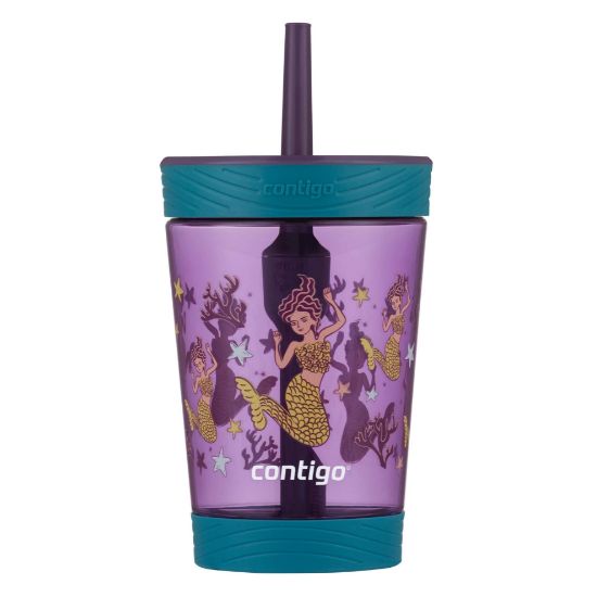 Picture of Contigo Kids Spill-Proof Tumbler with Straw, 14oz., Eggplant with Mermaid
