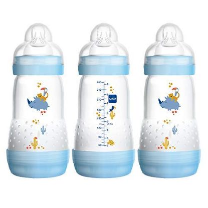 Picture of MAM 9oz Easy Start Anti-Colic Baby Bottles, Medium Flow, Breastfeeding-Like Silicone Nipple Bottle, Reduces Colic, Gas, & Reflux, Easy-to-Clean, BPA-Free, Colors May Vary