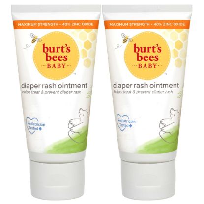 Picture of Burt's Bees Baby Diaper Rash Ointment, Maximum Strength, 40% Zinc Oxide, 100% Natural Origin, Pediatrician Tested, Net Weight 3 Ounces , Pack of 2