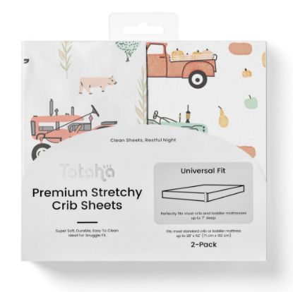 Picture of TotAha Crib Sheets for Boys, Premium Stretchy Farm Crib Sheet Fitted, Buttery Soft Truck Crib Mattress Sheets, Calming Effect, All-Season Jersey-Knit 28 X 52 X 9'' Extra Deep Pocket Halloween Pumpkin