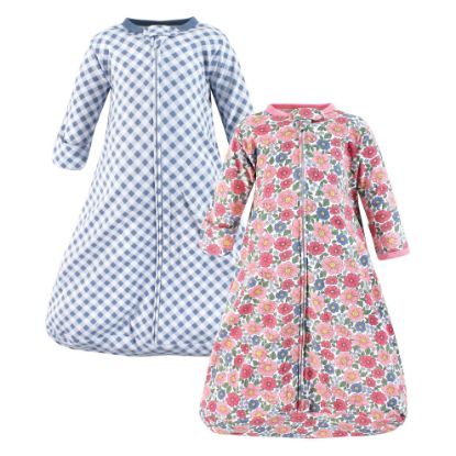 Picture of Hudson Baby Unisex Baby Cotton Long-Sleeve Wearable Sleeping Bag, Sack, Blanket, Pink Blue Pretty Floral, 3-9 Months