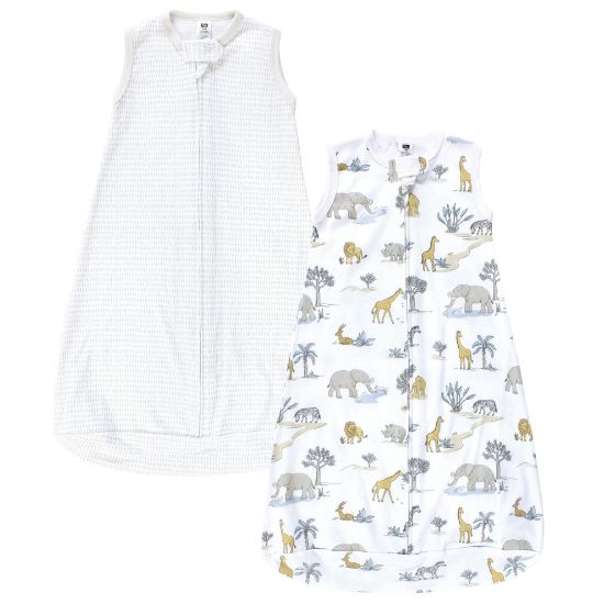 Picture of Hudson Baby Unisex Baby Cotton Wearable Sleeping Bag, Sack, Blanket, Neutral Safari World Sleeveless, 3-9 Months