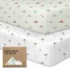 Picture of KeaBabies 2-Pack Organic Crib Sheets for Boys, Girls, Jersey Fitted Baby Crib Sheets Neutral, Cotton Breathable Crib Sheet, Cute Printed Crib Mattress Sheet, Baby Mattress Sheets (Roarsome)