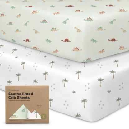 Picture of KeaBabies 2-Pack Organic Crib Sheets for Boys, Girls, Jersey Fitted Baby Crib Sheets Neutral, Cotton Breathable Crib Sheet, Cute Printed Crib Mattress Sheet, Baby Mattress Sheets (Roarsome)