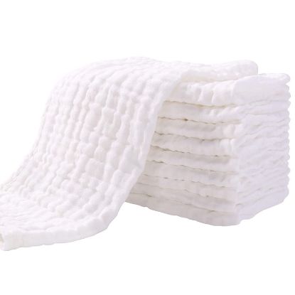 Picture of Yoofoss Muslin Burp Cloths for Baby 10 Pack 100% Cotton Baby Washcloths for Boys Girls Large 20''X10'' Super Soft and Absorbent White