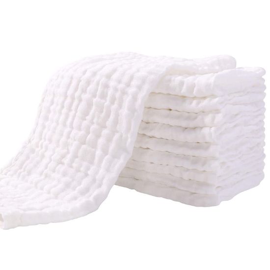Picture of Yoofoss Muslin Burp Cloths for Baby 10 Pack 100% Cotton Baby Washcloths for Boys Girls Large 20''X10'' Super Soft and Absorbent White