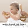 Picture of Baby Hair Brush and Comb Set for Newborn - Wooden Baby Hair Brush Set with Soft Goat Bristle, Baby Brush Set for Newborns, Baby Brush and Comb Set Girl, Boy, Toddler Cradle Cap Brush (Round, Walnut)