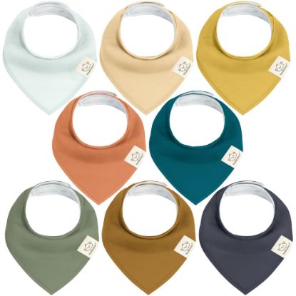 Picture of 8-Pack Organic Baby Bandana Bibs for Girls - Super Absorbent Triangle Baby Bibs for Drooling and Teething Infant, 100% Cotton Extra Soft for Newborn, Infant 0-36 Months (Eclipse)