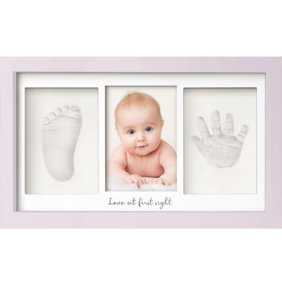 Picture of Baby Hand and Footprint Kit - Clay Handprint Keepsake Frame, Newborn Nursery Picture Frame, Personalized New Mom Gifts for Baby Shower & Registry (Soft Lilac)