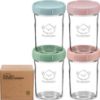 Picture of KeaBabies 4pk 8oz Glass Baby Food Containers with Lids - Leak-Proof, Microwavable Small Glass Jars, Baby Purees & Toddler Snack Storage Containers, BPA-Free, Dishwasher & Freezer Safe (Musk Dusk)