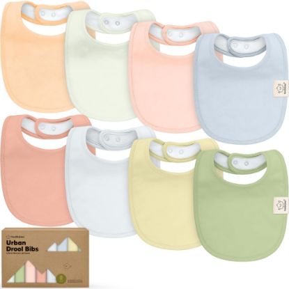 Picture of 8-Pack Organic Baby Bibs for Boys, Girls - Soft Cotton Drooling and Teething Bibs for Baby Girl & Boy, Extra Absorbent, Easy to Clean & Put On for Toddler, Newborn, Infant 0-24 Months(Dew)