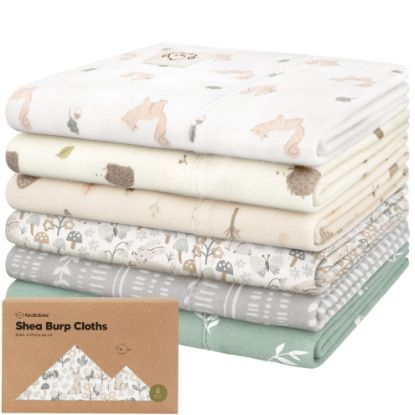 Picture of Organic Burp Cloths Baby Boy, Girl - 6-Pack Large Cotton Burping Cloths for Babies, Spit Up Rags, Super Absorbent, Ultra Soft Newborn Cloth Rag, Gender Neutral, Machine Washable, Durable (Prairie)
