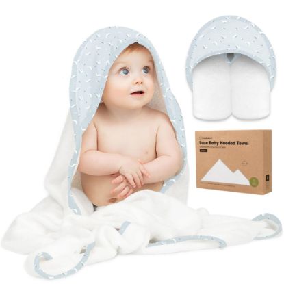 Picture of KeaBabies Hooded Baby Towel for Newborn - Viscose Derived from Bamboo Large Baby Bath Towels with Hood for Boys, Girls, Toddler, Extra Absorbent & Soft Newborn Bath Essentials (Blue Whale)