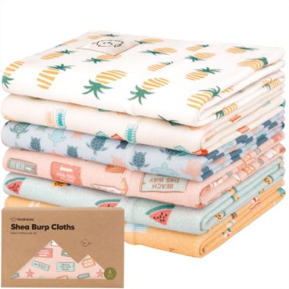 Picture of Organic Burp Cloths Baby Girl & Boy - 6-Pack Large, Super Absorbent Burping Cloths for Babies, Soft & Plush Cotton, Spit Up Rags for Newborns (Beach Day)
