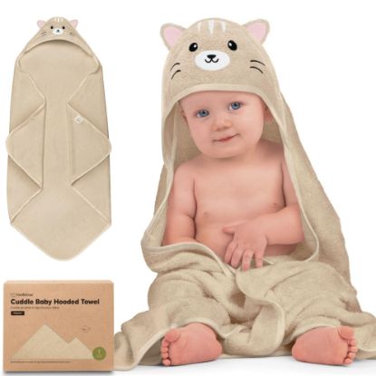 Picture of KeaBabies Baby Hooded Towel - Viscose Derived from Bamboo Baby Towel, Toddler Bath Towel, Infant Towels, Large Hooded Towel, Soft Baby Towels with Hood for Girls, Babies, Newborn Boys (Cat)