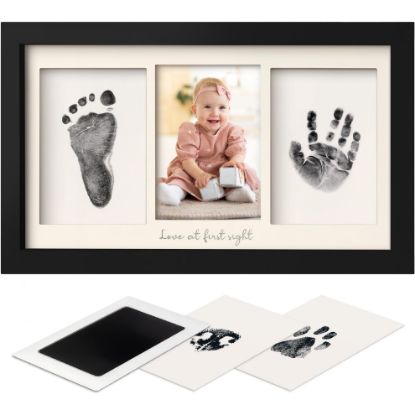 Picture of Inkless Hand and Footprint Kit, Boy, Girl, Newborn Keepsake - No Mess Ink Pad for Baby Handprint, Clean Touch Dog Paw Print Kit, Personalized Baby Shower Gifts, First Mother's Day (Onyx Black)