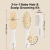 Picture of Baby Hair Brush and Comb Set for Newborn - Wooden Baby Hair Brush Set with Soft Goat Bristle, Baby Brush Set for Newborns, Baby Brush and Comb Set Girl, Boy, Toddler Cradle Cap Brush (Oval, Vanilla)