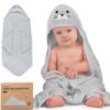 Picture of KeaBabies Hooded Baby Towel for Newborn - Viscose Derived from Bamboo Large Baby Bath Towels with Hood for Boys, Girls, Toddler, Extra Absorbent & Soft Newborn Bath Essentials (Seal)