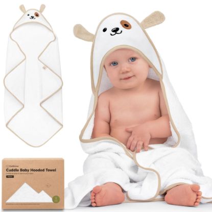 Picture of KeaBabies Hooded Baby Towel for Newborn - Viscose Derived from Bamboo Large Baby Bath Towels with Hood for Boys, Girls, Toddler, Extra Absorbent & Soft Newborn Bath Essentials (Dog)