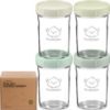 Picture of KeaBabies 4pk 8oz Glass Baby Food Containers with Lids - Leak-Proof, Microwavable Small Glass Jars, Baby Purees & Toddler Snack Storage Containers, BPA-Free, Dishwasher & Freezer Safe (Sage)