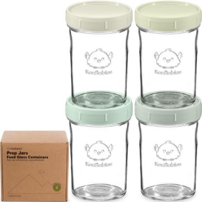 Picture of KeaBabies 4pk 8oz Glass Baby Food Containers with Lids - Leak-Proof, Microwavable Small Glass Jars, Baby Purees & Toddler Snack Storage Containers, BPA-Free, Dishwasher & Freezer Safe (Sage)