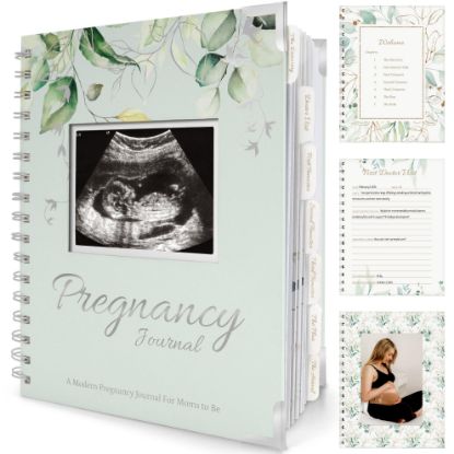 Picture of Pregnancy Journal for First Time Moms Gifts - 90 Pages Hardcover Pregnancy Memory Book, Beautiful & Cute Baby Book Keepsake, Ultrasound Baby Scrapbook, First Mother's Day Gifts (Sage)