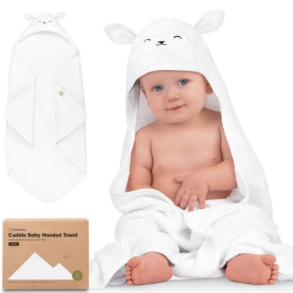 Picture of KeaBabies Hooded Baby Towel for Newborn - Viscose Derived from Bamboo Large Baby Bath Towels with Hood for Boys, Girls, Toddler, Extra Absorbent & Soft Newborn Bath Essentials (Lamb)