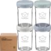 Picture of KeaBabies 4pk 8oz Glass Baby Food Containers with Lids - Leak-Proof, Microwavable Small Glass Jars, Baby Purees & Toddler Snack Storage Containers, BPA-Free, Dishwasher & Freezer Safe (Slate)