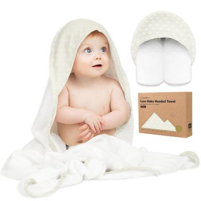 Picture of KeaBabies Hooded Baby Towel for Newborn - Viscose Derived from Bamboo Large Baby Bath Towels with Hood for Boys, Girls, Toddler, Extra Absorbent & Soft Newborn Bath Essentials (Rainbow)