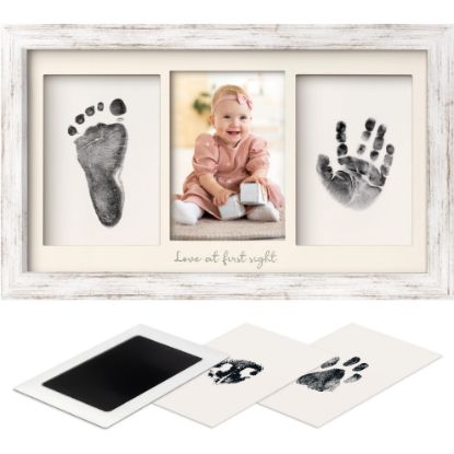Picture of Inkless Hand and Footprint Kit, Boy, Girl, Newborn Keepsake - No Mess Ink Pad for Baby Handprint, Clean Touch Dog Paw Print Kit, Personalized Baby Shower Gifts, First Mother's Day (Vintage White)