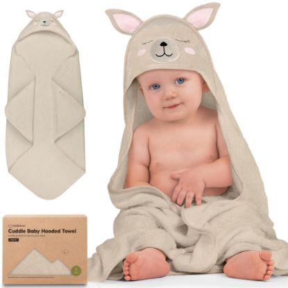 Picture of KeaBabies Hooded Baby Towel for Newborn - Viscose Derived from Bamboo Large Baby Bath Towels with Hood for Boys, Girls, Toddler, Extra Absorbent & Soft Newborn Bath Essentials (Alpaca)