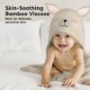 Picture of KeaBabies Hooded Baby Towel for Newborn - Viscose Derived from Bamboo Large Baby Bath Towels with Hood for Boys, Girls, Toddler, Extra Absorbent & Soft Newborn Bath Essentials (Alpaca)