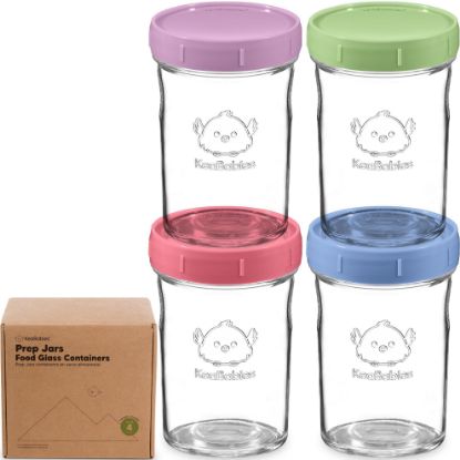 Picture of KeaBabies 4pk 8oz Glass Baby Food Containers with Lids - Leak-Proof, Microwavable Small Glass Jars, Baby Purees & Toddler Snack Storage Containers, BPA-Free, Dishwasher & Freezer Safe (Nord)