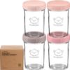 Picture of KeaBabies 4pk 8oz Glass Baby Food Containers with Lids - Leak-Proof, Microwavable Small Glass Jars, Baby Purees & Toddler Snack Storage Containers, BPA-Free, Dishwasher & Freezer Safe (Roseate)