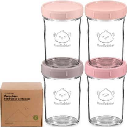 Picture of KeaBabies 4pk 8oz Glass Baby Food Containers with Lids - Leak-Proof, Microwavable Small Glass Jars, Baby Purees & Toddler Snack Storage Containers, BPA-Free, Dishwasher & Freezer Safe (Roseate)