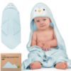 Picture of KeaBabies Hooded Baby Towel for Newborn - Viscose Derived from Bamboo Large Baby Bath Towels with Hood for Boys, Girls, Toddler, Extra Absorbent & Soft Newborn Bath Essentials (Penguin)