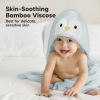 Picture of KeaBabies Hooded Baby Towel for Newborn - Viscose Derived from Bamboo Large Baby Bath Towels with Hood for Boys, Girls, Toddler, Extra Absorbent & Soft Newborn Bath Essentials (Penguin)