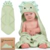 Picture of KeaBabies Hooded Baby Towel for Newborn - Viscose Derived from Bamboo Large Baby Bath Towels with Hood for Boys, Girls, Toddler, Extra Absorbent & Soft Newborn Bath Essentials (Triceratops)