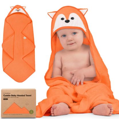 Picture of KeaBabies Hooded Baby Towel for Newborn - Viscose Derived from Bamboo Large Baby Bath Towels with Hood for Boys, Girls, Toddler, Extra Absorbent & Soft Newborn Bath Essentials (Fox)