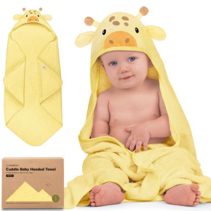 Picture of KeaBabies Hooded Baby Towel for Newborn - Viscose Derived from Bamboo Large Baby Bath Towels with Hood for Boys, Girls, Toddler, Extra Absorbent & Soft Newborn Bath Essentials (Giraffe)