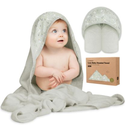 Picture of KeaBabies Baby Hooded Towel - Viscose Derived from Bamboo Baby Towel, Toddler Bath Towel, Infant Towels, Large Hooded Towel, Soft Baby Towels with Hood for Girls, Babies, Newborn Boys (Serenity)
